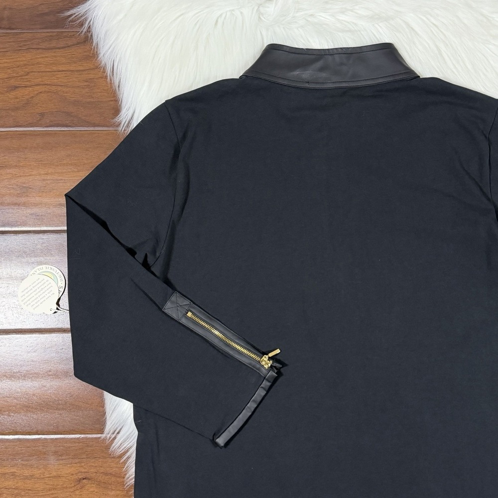 Spartina 449 Women's Size XL Black Vegan Leather Trim Nora Half Zip Dress - Picture 8 of 10